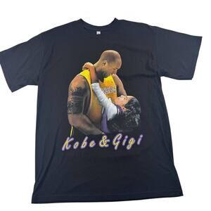 Kobe Bryant & Gigi Memorial Graphic Tee Size L Black Short Sleeve 24 Forever